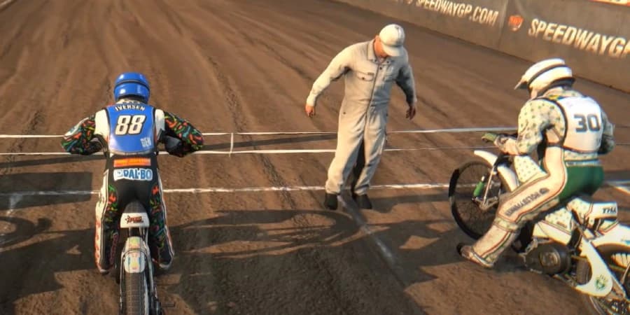 Captura de tela Pilotos perfilados para o início da corrida no jogo Speedway Virtual Bet365