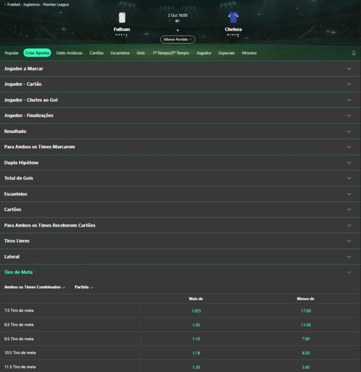Captura de tela criar aposta em tiro de meta bet365