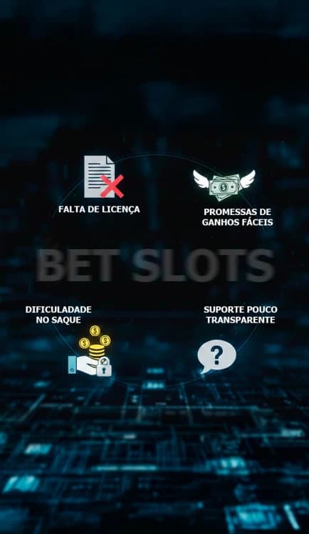 Principais sinais de alerta da Bet Slots: licença, ganhos fáceis, saques e suporte.
