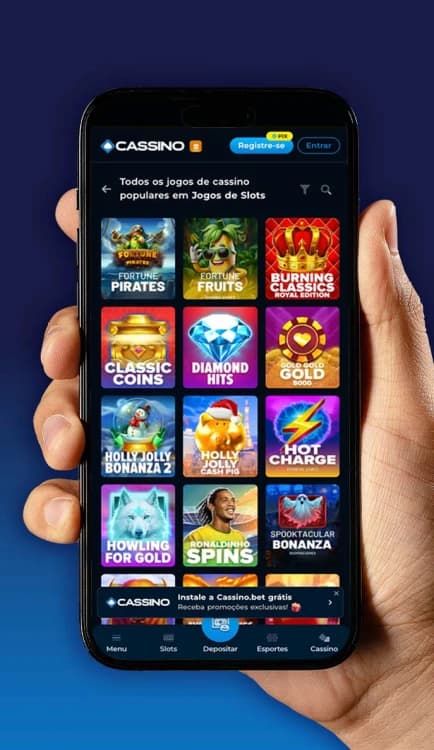Interface do Cassino CassinoBet com destaque para slots e mesas ao vivo.