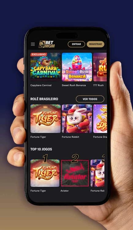 Interface do cassino BetMGM com slots e jogos ao vivo disponíveis para jogadores brasileiros