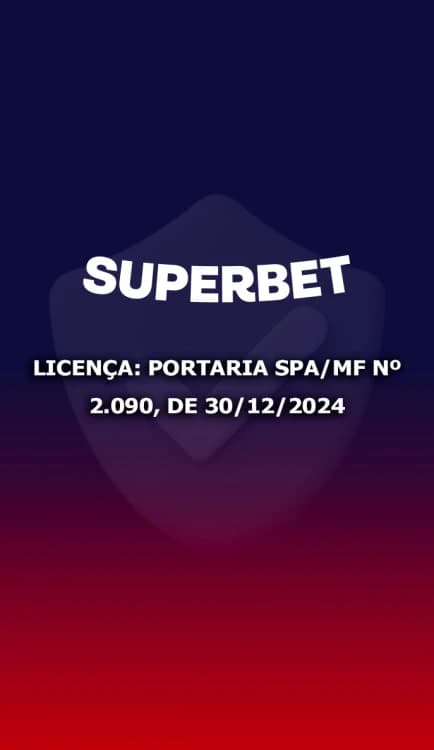 Imagem com logo da Superbet, destacando a licença e informações legais da marca.
