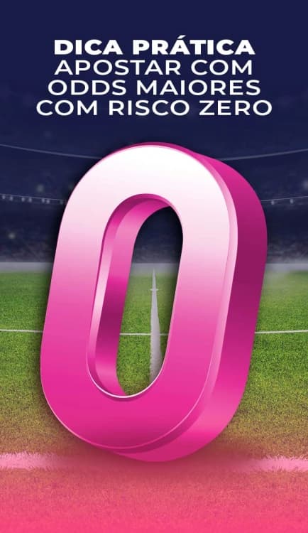 Estádio de futebol com letra O rosa e texto sobre odds maiores em apostas sem risco na Bet365